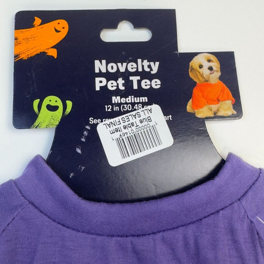 Novelty Pet Halloween Tee Medium "I Bark At Bad Costumes" Purple Dog Costume NEW - Picture 4 of 8